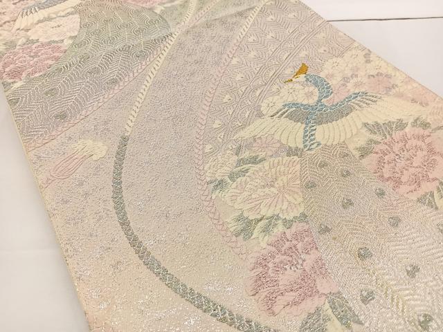 平和屋着物◎六通柄袋帯 唐織 花鳥遊生文 金銀糸 正絹 逸品 BAAT6028ea