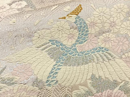 平和屋着物◎六通柄袋帯 唐織 花鳥遊生文 金銀糸 正絹 逸品 BAAT6028ea