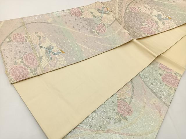 平和屋着物◎六通柄袋帯 唐織 花鳥遊生文 金銀糸 正絹 逸品 BAAT6028ea