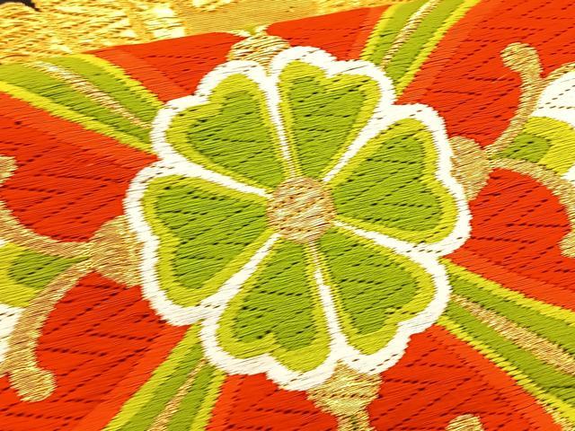 平和屋着物◎六通柄袋帯 唐織 縦枠正倉院文 黒地 金銀糸 正絹 逸品 BAAT6041ea