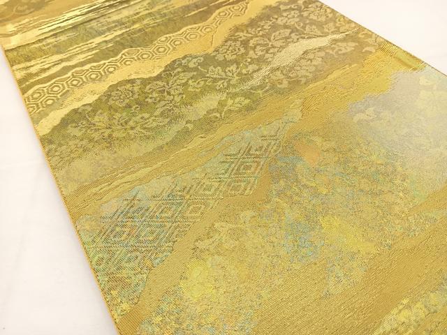 平和屋着物◎六通柄袋帯　道長亀甲花文　金糸　引箔正絹　逸品　未使用　BAAT6047ea