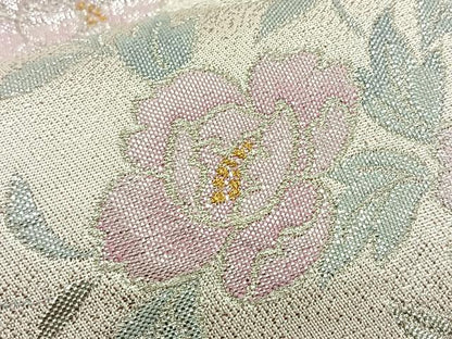 平和屋着物◎六通柄袋帯 亀甲草花文 金銀糸 正絹 逸品 BAAT6054ea