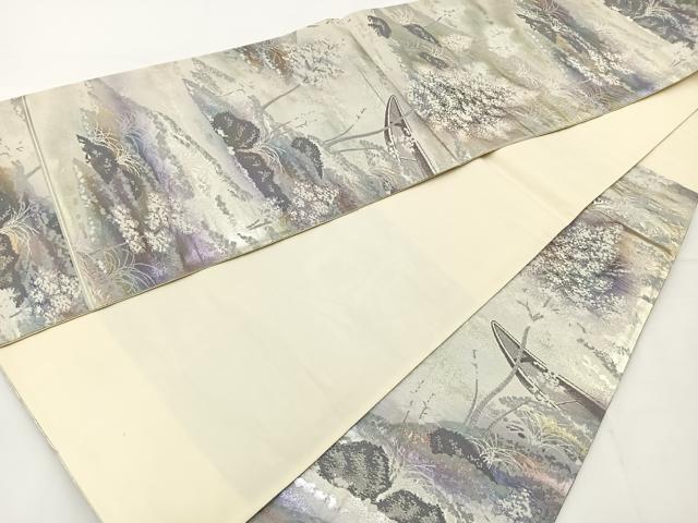 平和屋着物◎六通柄袋帯 苔の庭 銀糸 正絹 逸品 BAAT6059ea