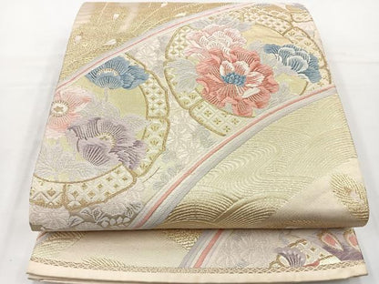 平和屋着物◎六通柄袋帯 唐織 鳳凰花文 金糸 正絹 逸品 BAAT6063ea