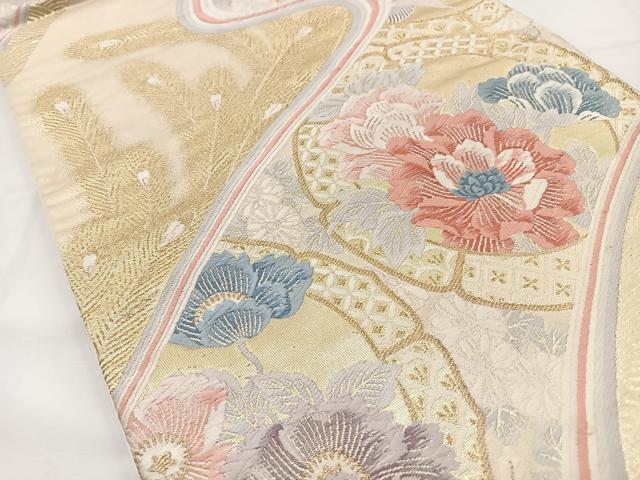 平和屋着物◎六通柄袋帯 唐織 鳳凰花文 金糸 正絹 逸品 BAAT6063ea