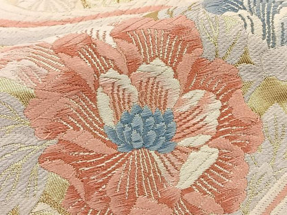 平和屋着物◎六通柄袋帯 唐織 鳳凰花文 金糸 正絹 逸品 BAAT6063ea