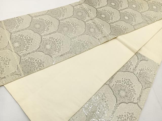 平和屋着物◎六通柄袋帯 正倉院花文 銀糸 正絹 逸品 BAAT6113ea