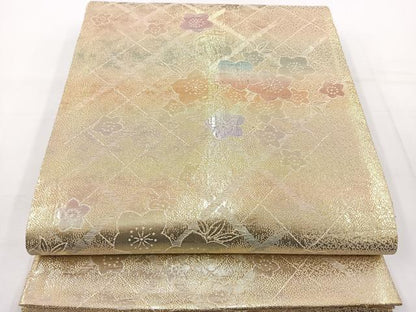 平和屋着物◎六通柄袋帯 舞花文 金糸 正絹 逸品 BAAT6143ea