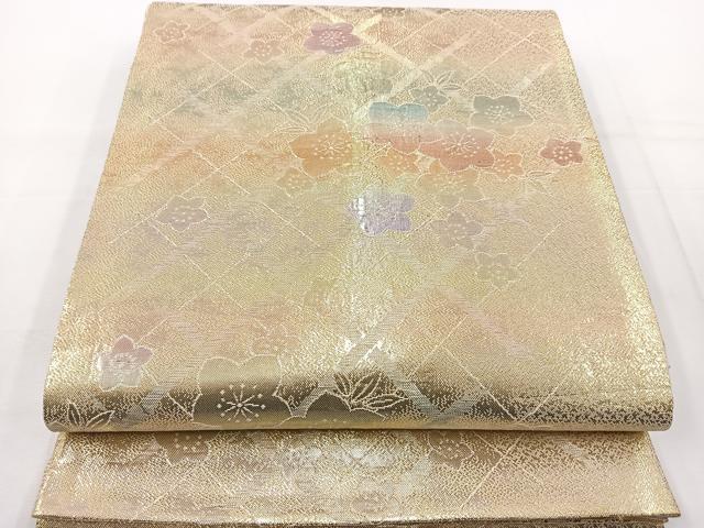平和屋着物◎六通柄袋帯 舞花文 金糸 正絹 逸品 BAAT6143ea
