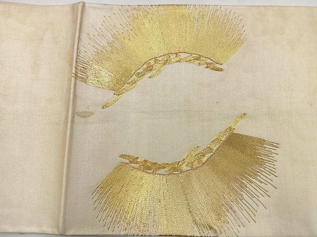 平和屋着物◎太鼓柄袋帯 駒刺繍 松 金糸 正絹 逸品 BAAT6146ea