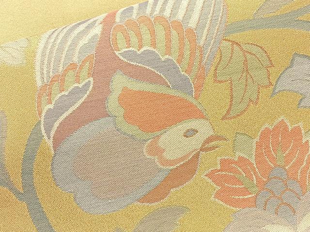 平和屋着物◎六通柄袋帯 花喰い鳥 金糸 正絹 逸品 BAAT6148ea