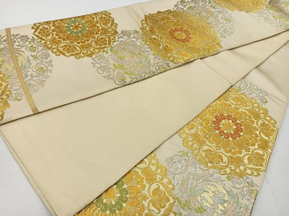 平和屋着物◎六通柄袋帯 正倉院鳳凰花文 金銀糸 正絹 逸品 BAAT6171ea