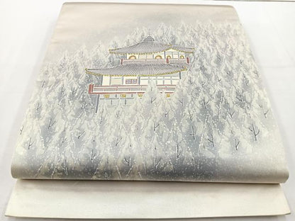 平和屋着物◎太鼓柄袋帯 京名所風景文 金彩 正絹 逸品 BAAT6182ea