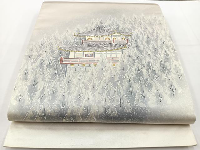 平和屋着物◎太鼓柄袋帯 京名所風景文 金彩 正絹 逸品 BAAT6182ea