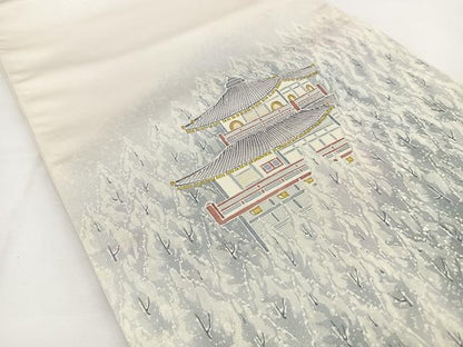 平和屋着物◎太鼓柄袋帯 京名所風景文 金彩 正絹 逸品 BAAT6182ea