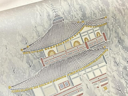 平和屋着物◎太鼓柄袋帯 京名所風景文 金彩 正絹 逸品 BAAT6182ea