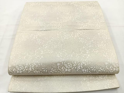 平和屋着物◎六通柄袋帯 正倉院花文 銀糸 正絹 逸品 BAAT6184ea