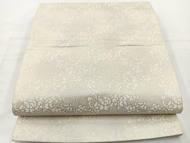 平和屋着物◎六通柄袋帯 正倉院花文 銀糸 正絹 逸品 BAAT6184ea