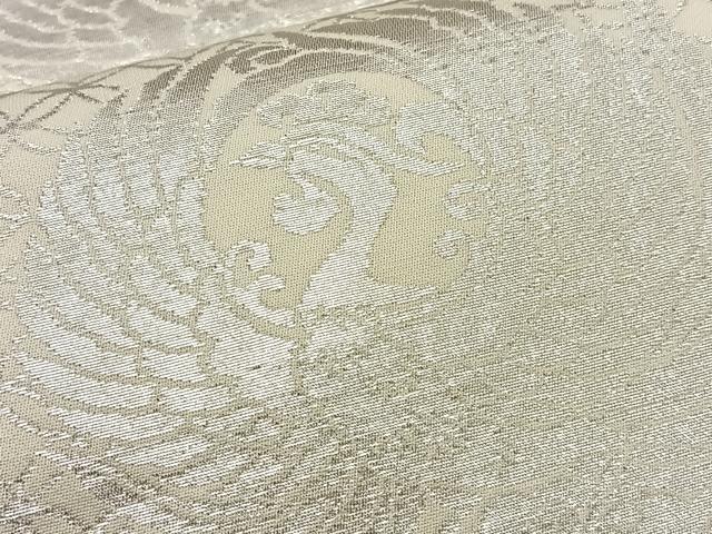 平和屋着物◎六通柄 本袋帯 草樹丸文 銀糸 正絹 逸品 BAAT6197ea