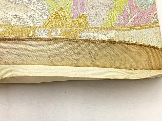 平和屋着物◎六通柄袋帯　孔雀　金銀糸　やまとオリジナル　正絹　逸品　BAAT6204ea