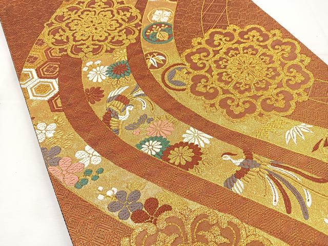 正絹 金糸 逸品 着物屋こころ 両面六通柄袋帯 群鶴文 着物屋