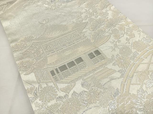 平和屋着物◎六通柄袋帯 京名所風景文 銀糸 正絹 逸品 BAAT6252ea