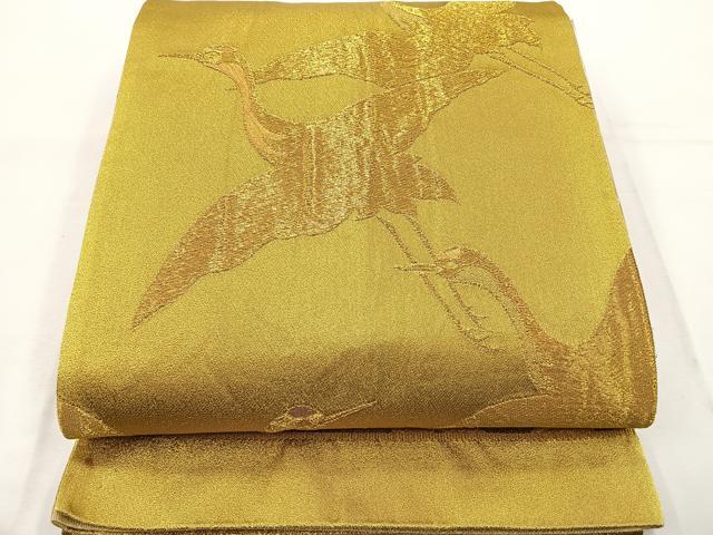 平和屋着物◎六通柄袋帯 飛鶴文 金糸 正絹 逸品 BAAT6255ea