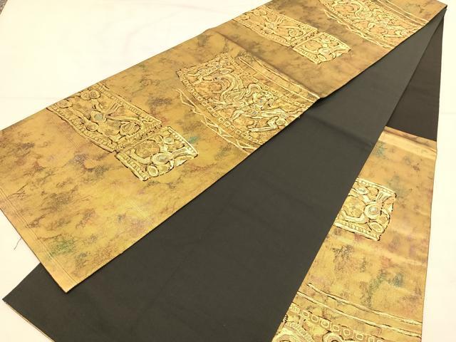 平和屋着物◎六通柄袋帯 楼蘭 金糸 正絹 逸品 BAAT6350hv