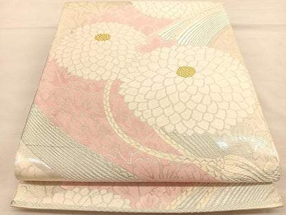 平和屋着物◎六通柄袋帯 唐織 菊 金銀糸 正絹 逸品 BAAT6357hv