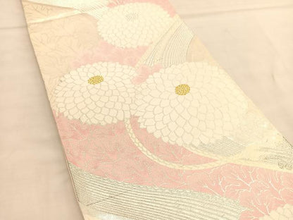 平和屋着物◎六通柄袋帯 唐織 菊 金銀糸 正絹 逸品 BAAT6357hv