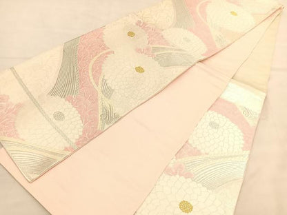 平和屋着物◎六通柄袋帯 唐織 菊 金銀糸 正絹 逸品 BAAT6357hv