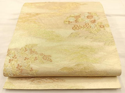 平和屋着物＊夏物　六通柄袋帯　蒔絵秋草文紋　金糸　正絹　逸品　BAAT6442du