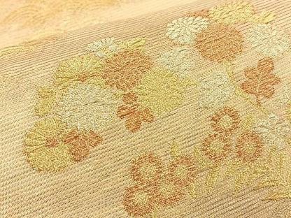 平和屋着物＊夏物　六通柄袋帯　蒔絵秋草文紋　金糸　正絹　逸品　BAAT6442du