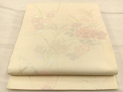 平和屋着物＊夏物 六通柄袋帯 秋草文 銀糸 正絹 逸品 BAAT6445du