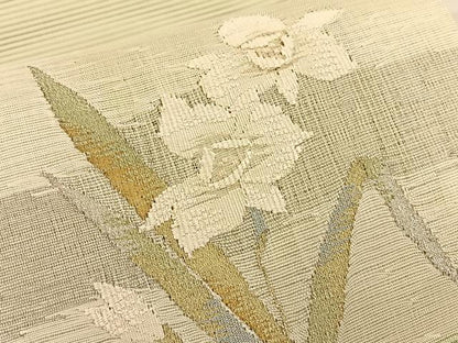 平和屋着物＊夏物　太鼓柄袋帯　桔梗　金銀糸　正絹　逸品　BAAT6449du