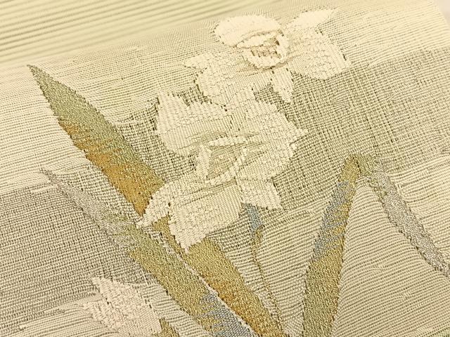 平和屋着物＊夏物　太鼓柄袋帯　桔梗　金銀糸　正絹　逸品　BAAT6449du