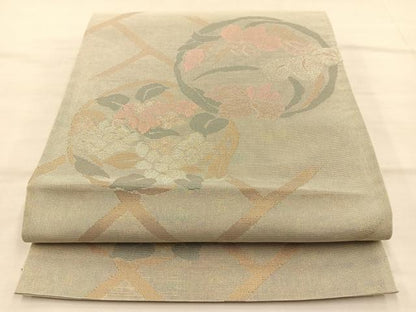 平和屋着物＊夏物 六通柄袋帯 花丸文 金銀糸 正絹 逸品 BAAT6455du