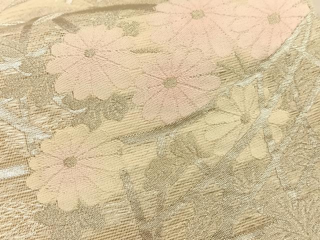 平和屋着物＊夏物　六通柄袋帯　花籠文　銀糸　正絹　逸品　BAAT6458du