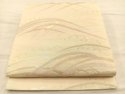 平和屋着物＊夏物 六通柄袋帯 立波文 金糸 正絹 逸品 BAAT6496du