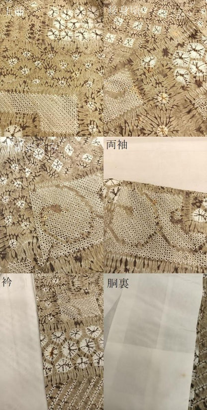 平和屋着物●上質な小紋 総絞り 横段亀甲文 正絹 逸品 未使用 BAAT6608hv