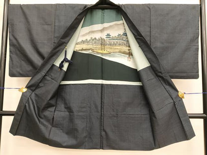 平和屋着物●男性 本場大島紬 アンサンブル 100亀甲 正絹 逸品 BAAT6611hv