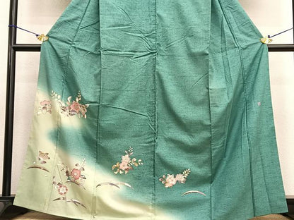 平和屋着物●訪問着　作家物　紬地　辻が花　金彩　正絹　逸品　BAAT6623hv