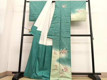 平和屋着物●訪問着　作家物　紬地　辻が花　金彩　正絹　逸品　BAAT6623hv
