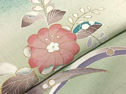 平和屋着物●訪問着　作家物　紬地　辻が花　金彩　正絹　逸品　BAAT6623hv