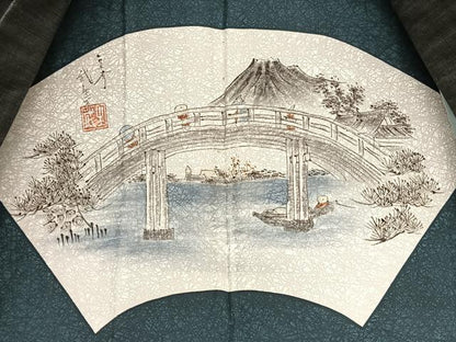 平和屋着物●男性 紬 アンサンブル 霞文 正絹 逸品 未使用 BAAT6633hv