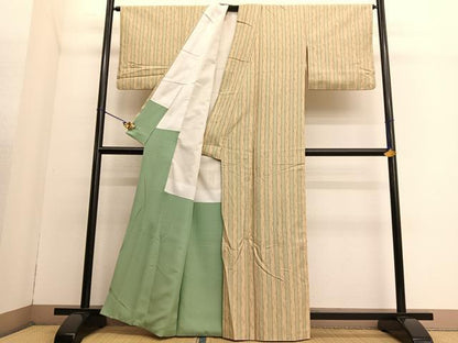 平和屋着物●上質な紬　間道　正絹　逸品　BAAT6636hv