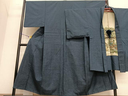 平和屋着物●男性 紬 アンサンブル 霞文 正絹 逸品 BAAT6651hv