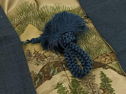 平和屋着物●男性 紬 アンサンブル 霞文 正絹 逸品 BAAT6651hv