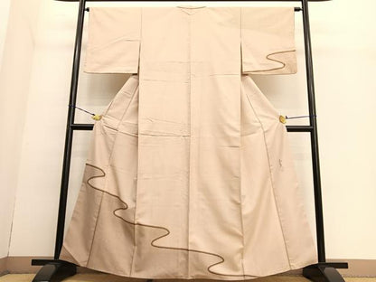 平和屋着物●訪問着 作家物 紬地 130亀甲 流水文 正絹 逸品 BAAT6665hv