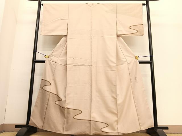 平和屋着物●訪問着 作家物 紬地 130亀甲 流水文 正絹 逸品 BAAT6665hv